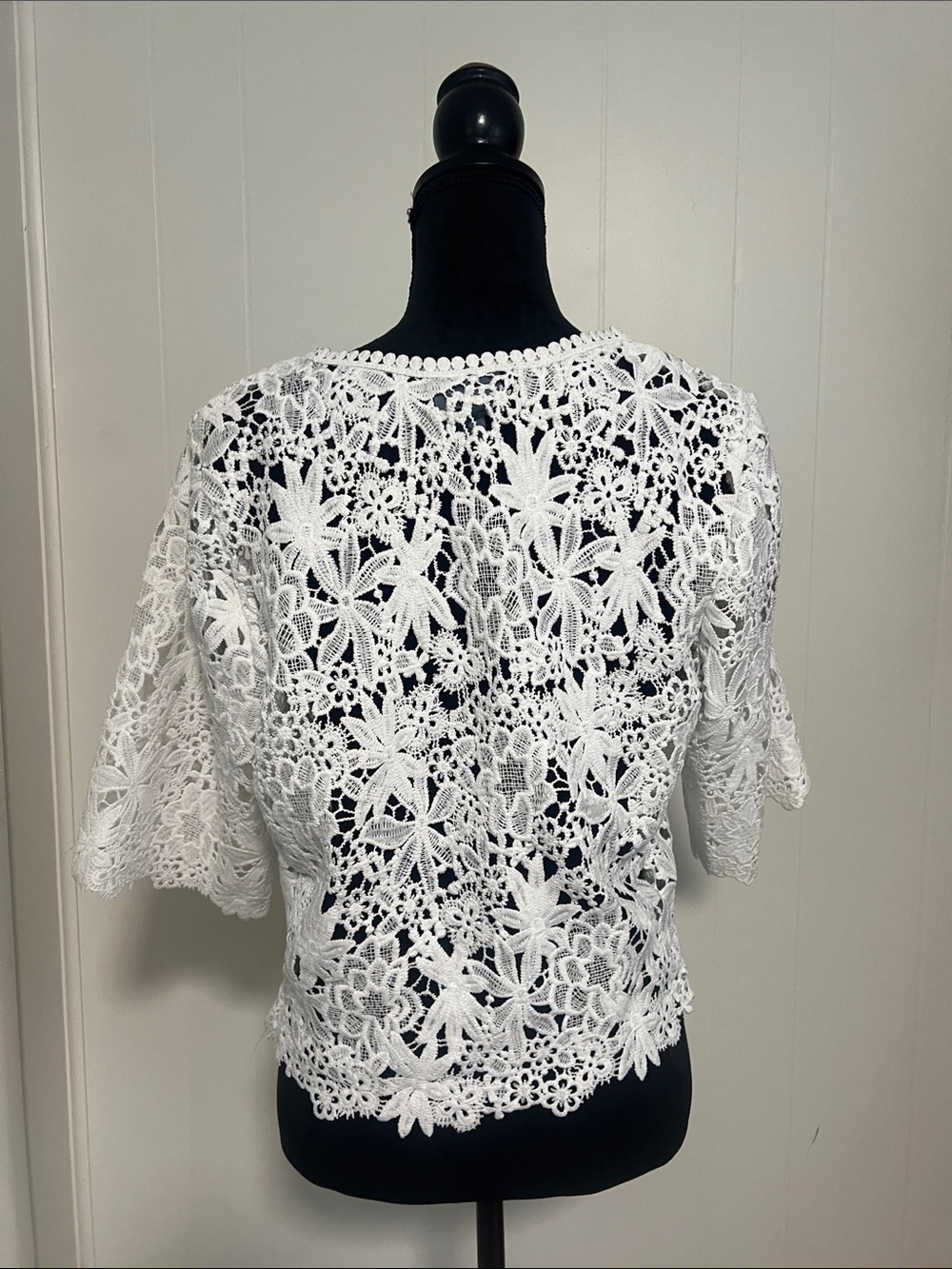 Rabbit Rabbit Rabbit White Crochet Lace Top - Picture 3 of 6